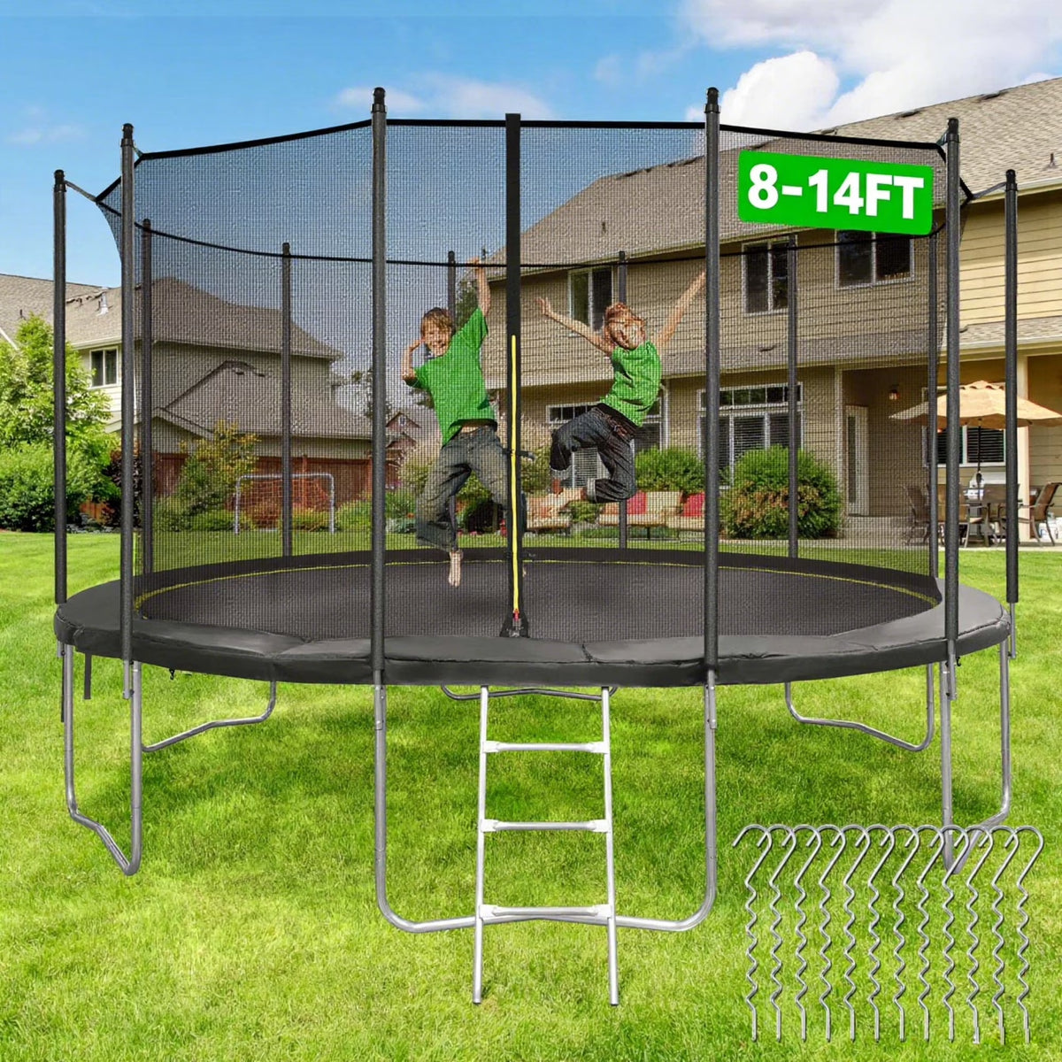 MARNUR 8FT Trampoline for Kids Trampoline with Enclosure Net, Ladder, Wind Stakes - Product image 5