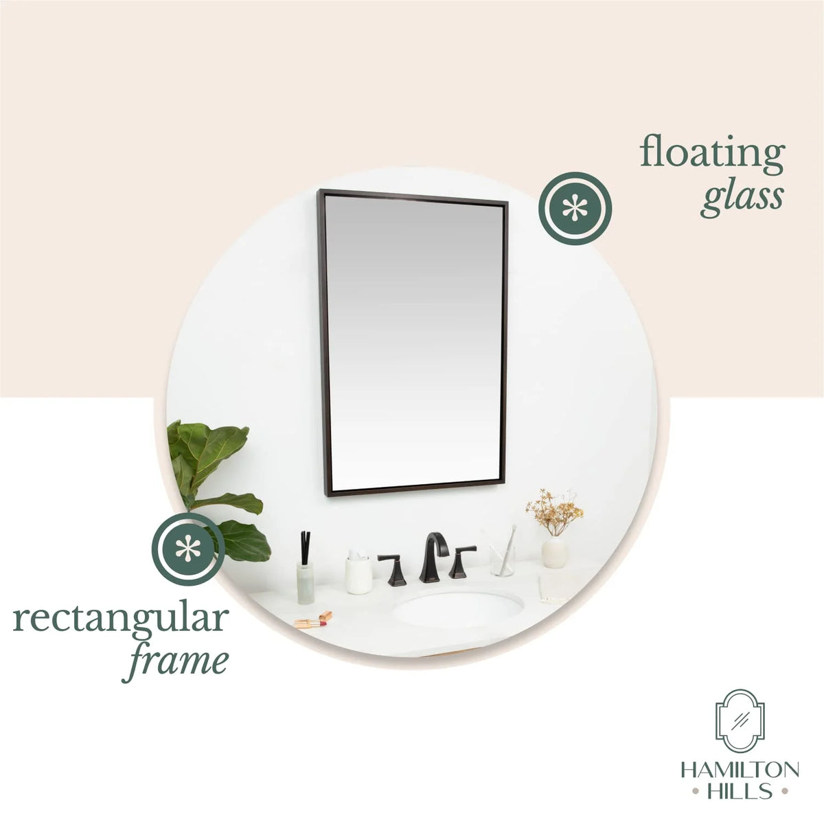 Hamilton Hills Clean Large Modern Wenge 32" Wood Round Frame Wall Mirror - 1 - Product image 13