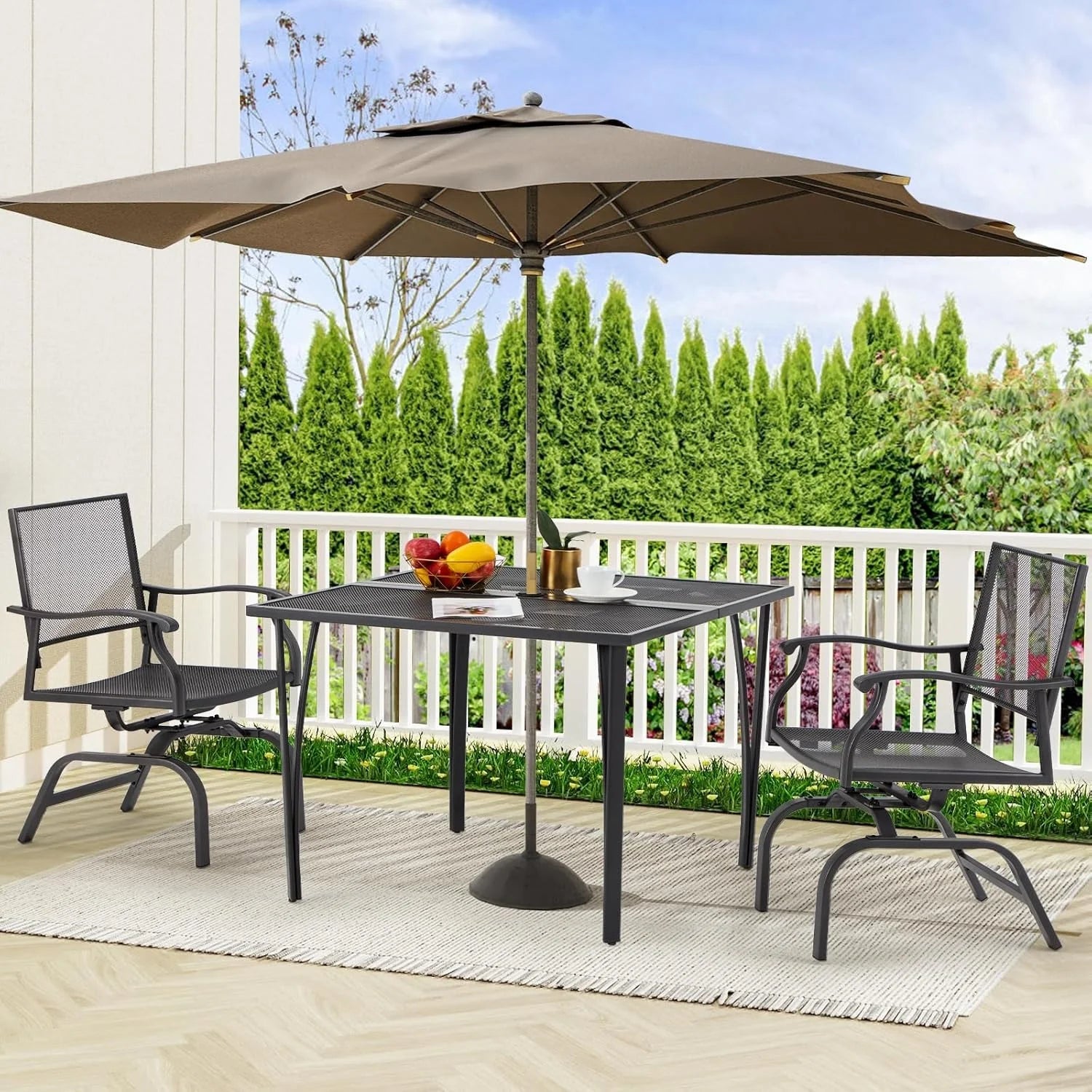 AECOJOY 3 Pieces Patio Dining Set, , Outdoor Furniture with 2 Rocking Patio Chairs and 1 Square Patio Metal - Product image 8