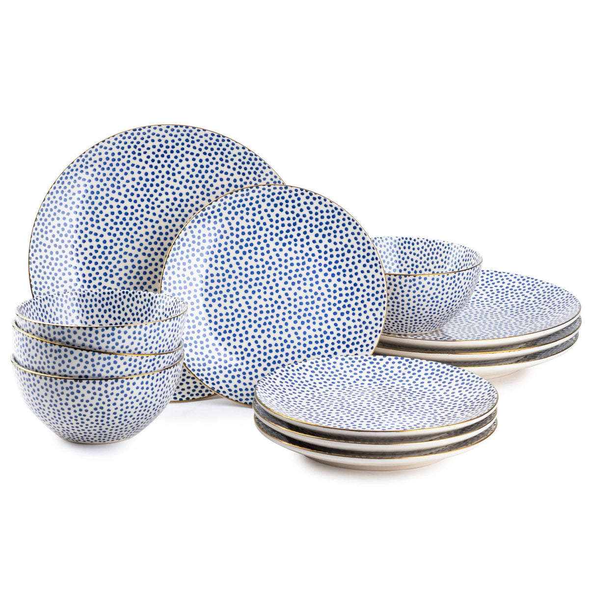 Thyme & Table Blue Dot 12 Piece Dinnerware Set - Product image 1