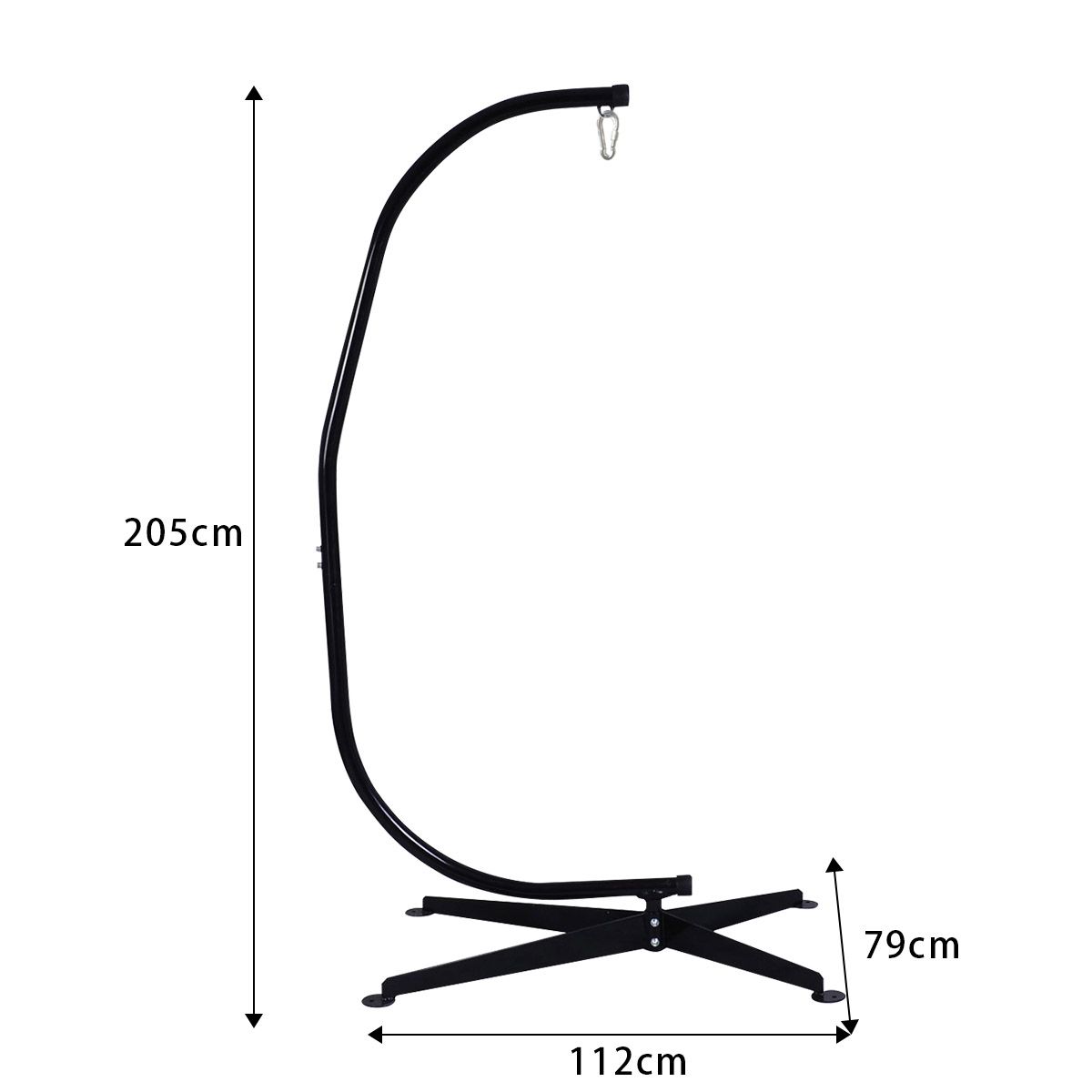 Hammock stand or hanging chair capacity 150 kg, made of high quality iron, modern and stable, 112x79x205, black -