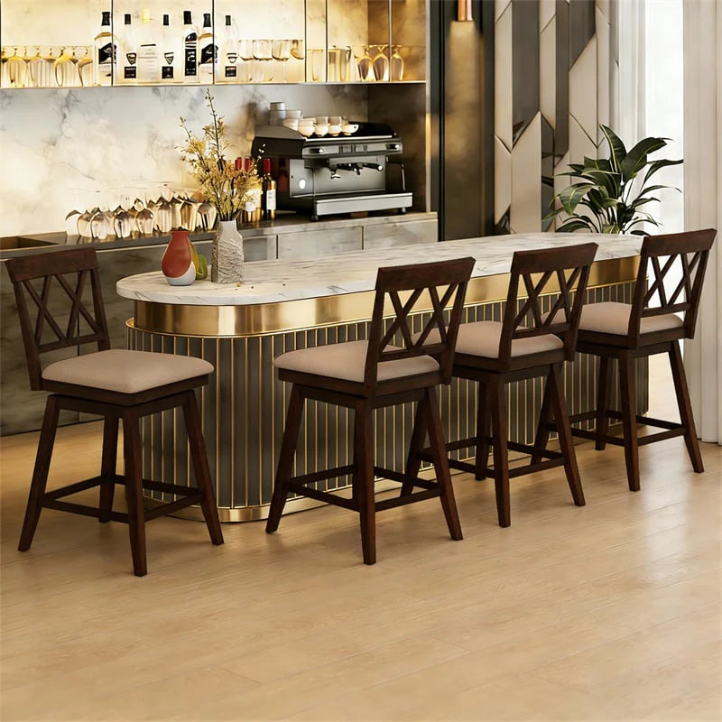 Swivel Bar Stools Set of 2, 24" Counter Height Chairs with Back, Padded Seat & Rubber Wood Frame - Product image 12