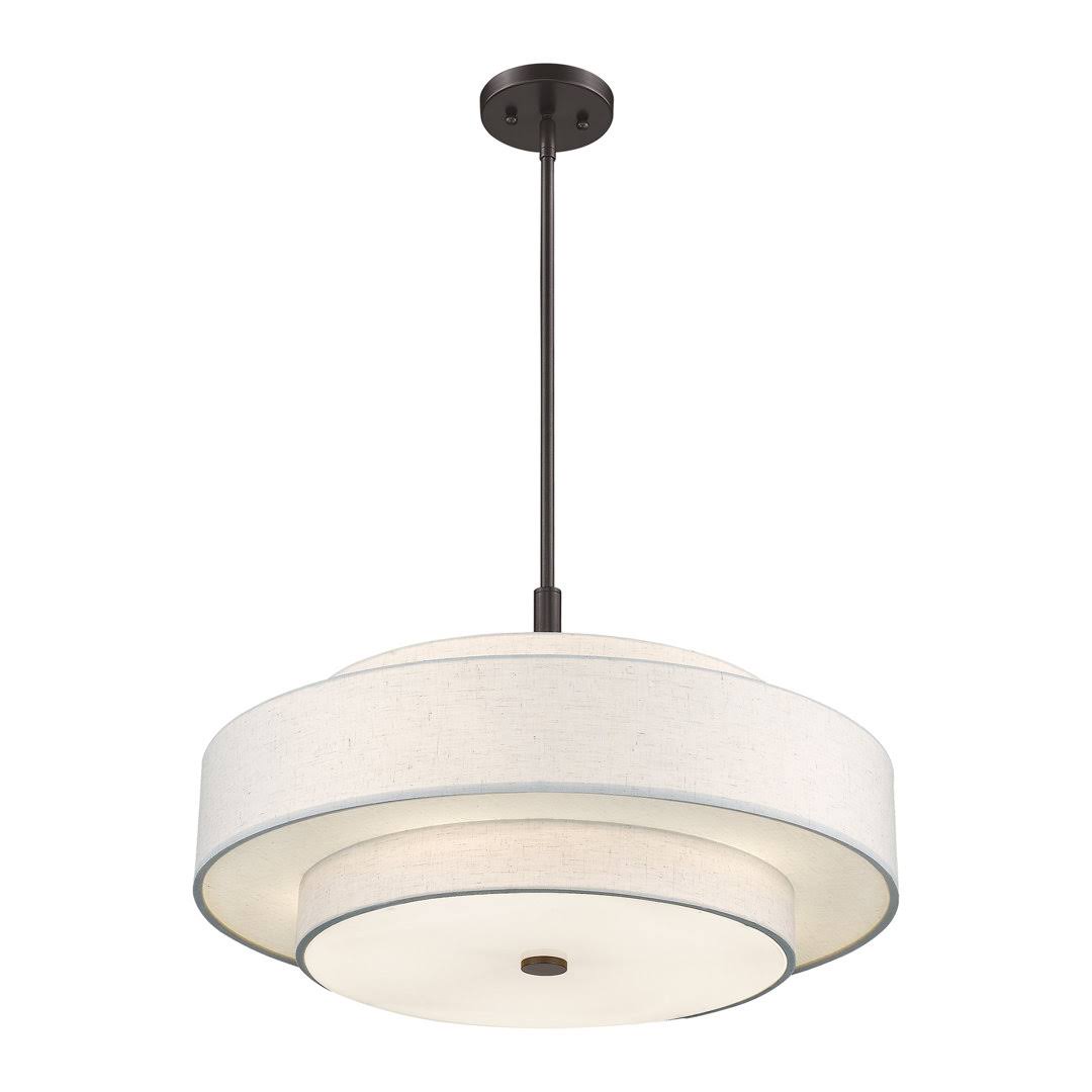 Arnob 5 - Light Shaded Drum Chandelier Lark Manor Finish: English Bronze, Shade Color: Oatmeal - Product image 1