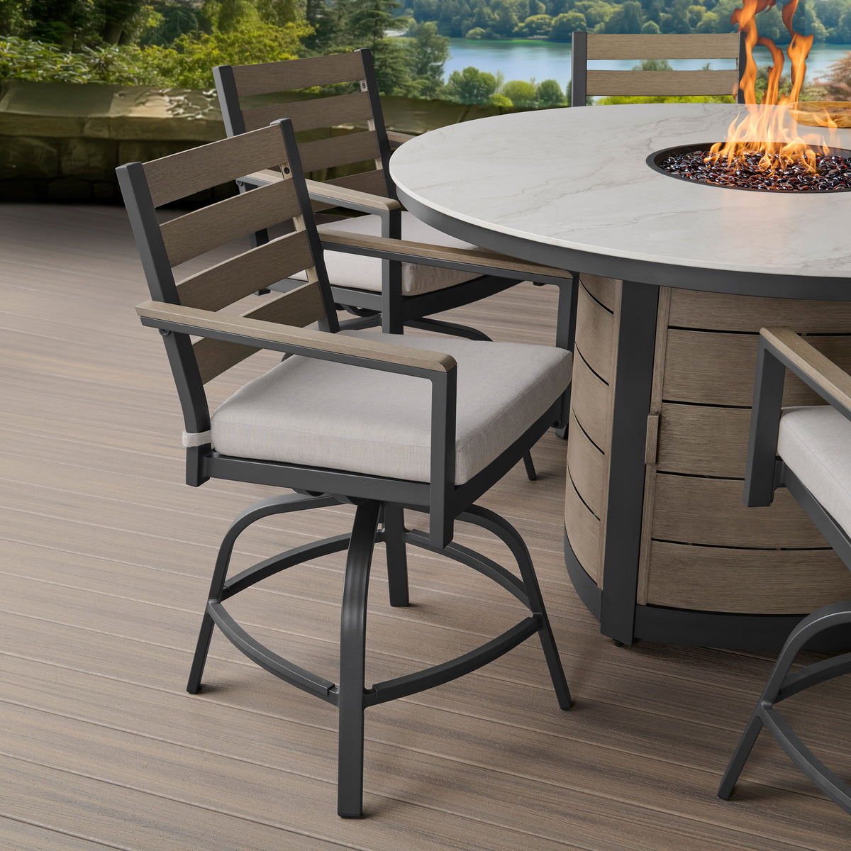Agio Nicolet 7 - Piece Fire Outdoor Patio High Dining Set - Product image 6