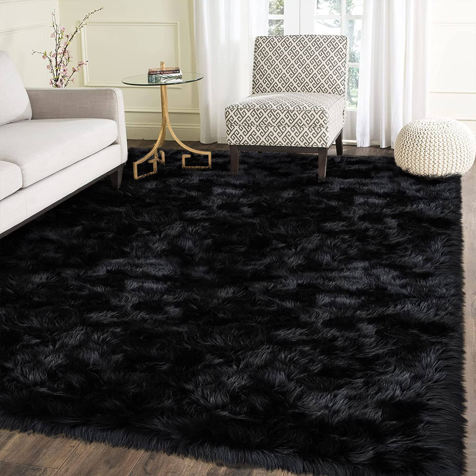 Latepis Area Rug 6x8, Faux Fur Sheepskin Rug for Living Room, Fluffy Washable Rug for Bedroom, Dorm - Product image 1