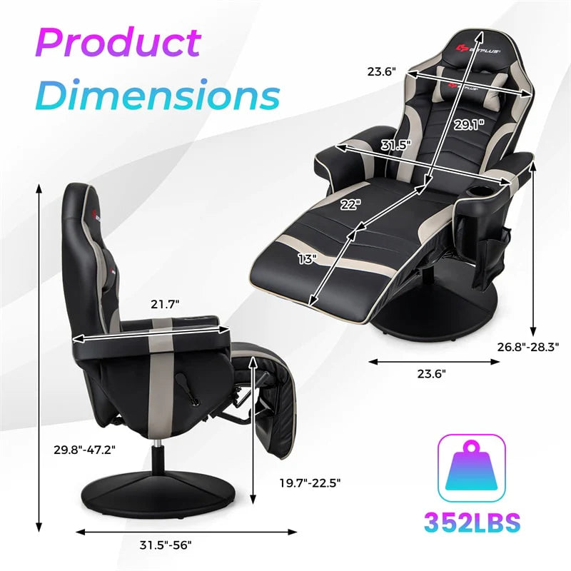 Ergonomic Gaming Recliner Chair with Massage, Retractable Footrest & Cup Holder - Product image 12