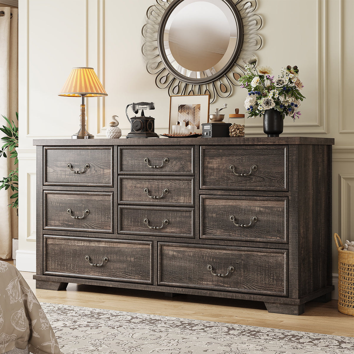 Enhomee Wood Dressers for Bedroom with 9 Drawers White Dresser Chest of Drawers for Living Room - Product image 27