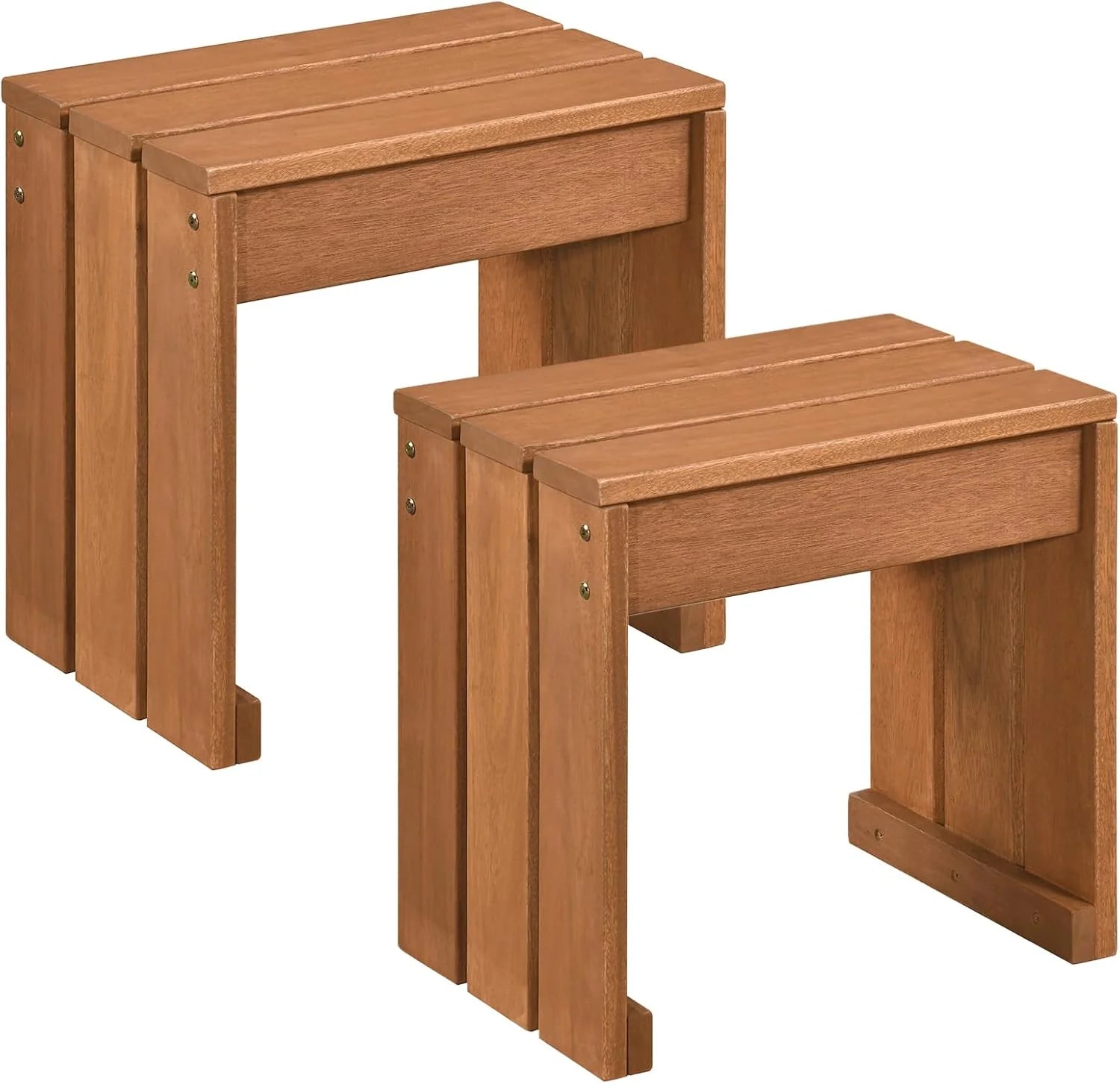 Tangkula Small Wood Outdoor Bench - Patio Backless Bench with Solid Wooden Frame - Product image 9