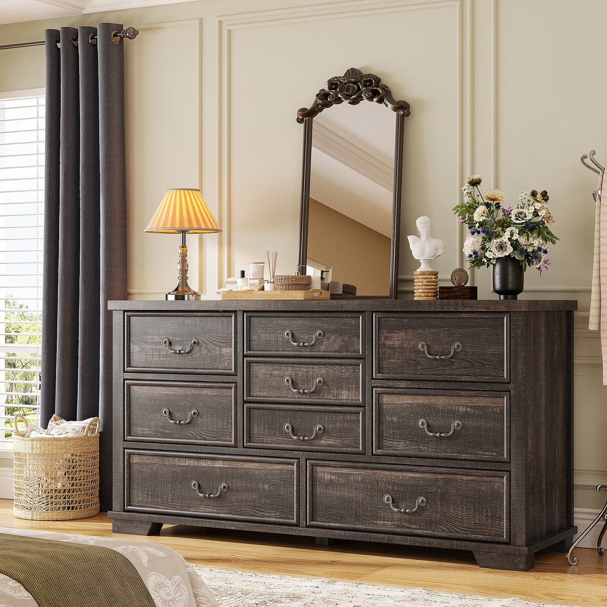 Enhomee Wood Dressers for Bedroom with 9 Drawers White Dresser Chest of Drawers for Living Room - Product image 6