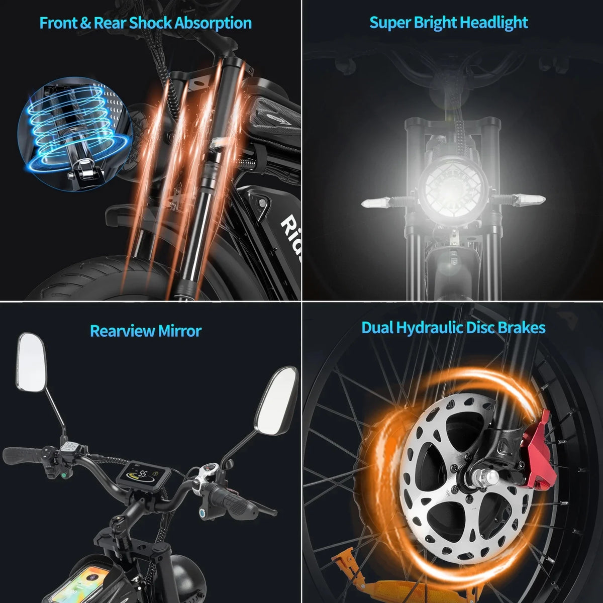 YVY 1500W Electric Bike for Adults, 33MPH 20'' Fat Tire Electric Motorcycle, 48V 20AH Removable Battery - Product image 23