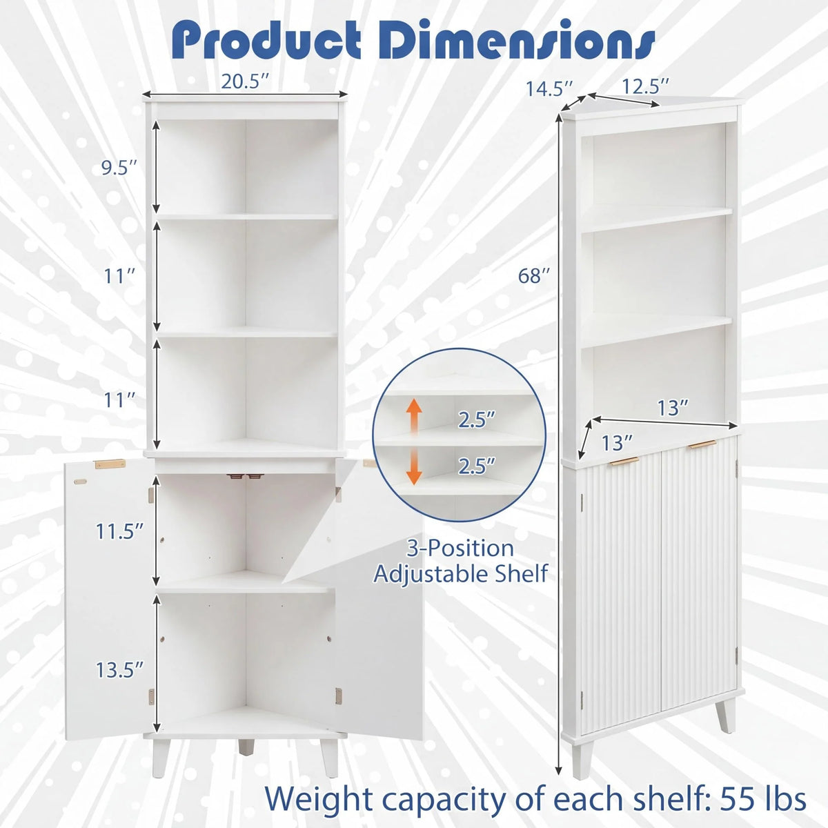Tangkula Corner Bathroom Floor Cabinet - Product image 3