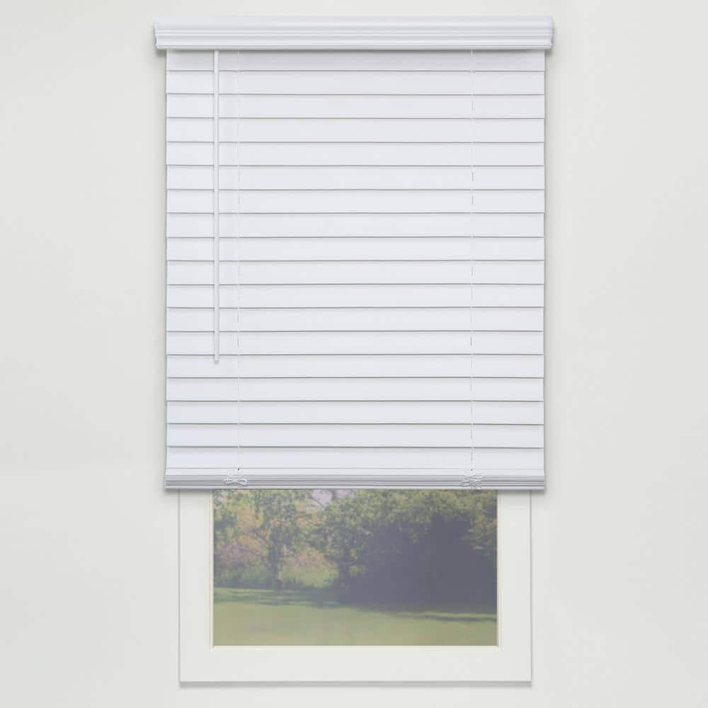 Perfect Lift Window Treatment Cut-to-Width White 2in. Cordless Faux Wood Blind - 22in. W x 72in - Product image 1