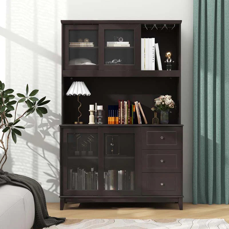 73" Kitchen Pantry Storage Cabinet with LED Lights & Power Outlet, Kitchen Hutch Buffet Cabinet for Dining - Product image 9