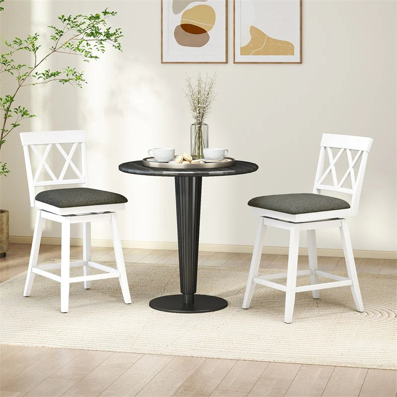 Swivel Bar Stools Set of 2, 24" Counter Height Chairs with Back, Padded Seat & Rubber Wood Frame - Product image 13
