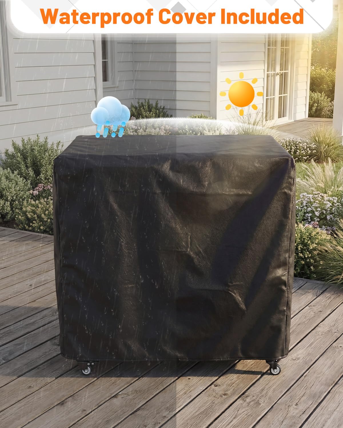 AECOJOY Outdoor Grill Cart Table with Sink, Portable Folding Kitchen Island with Storage Cabinet - Product image 4