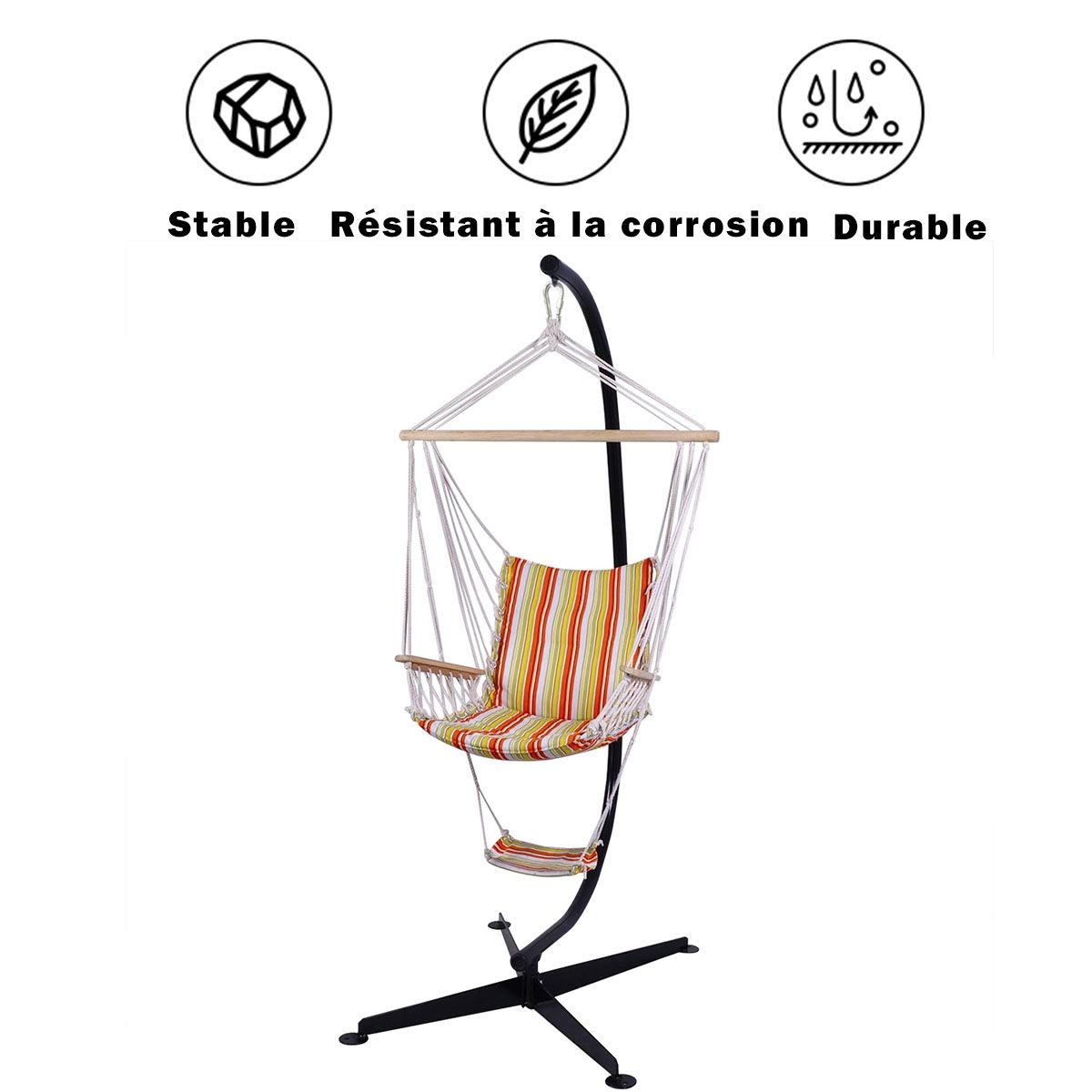 Hammock stand or hanging chair capacity 150 kg, made of high quality iron, modern and stable, 112x79x205, black -