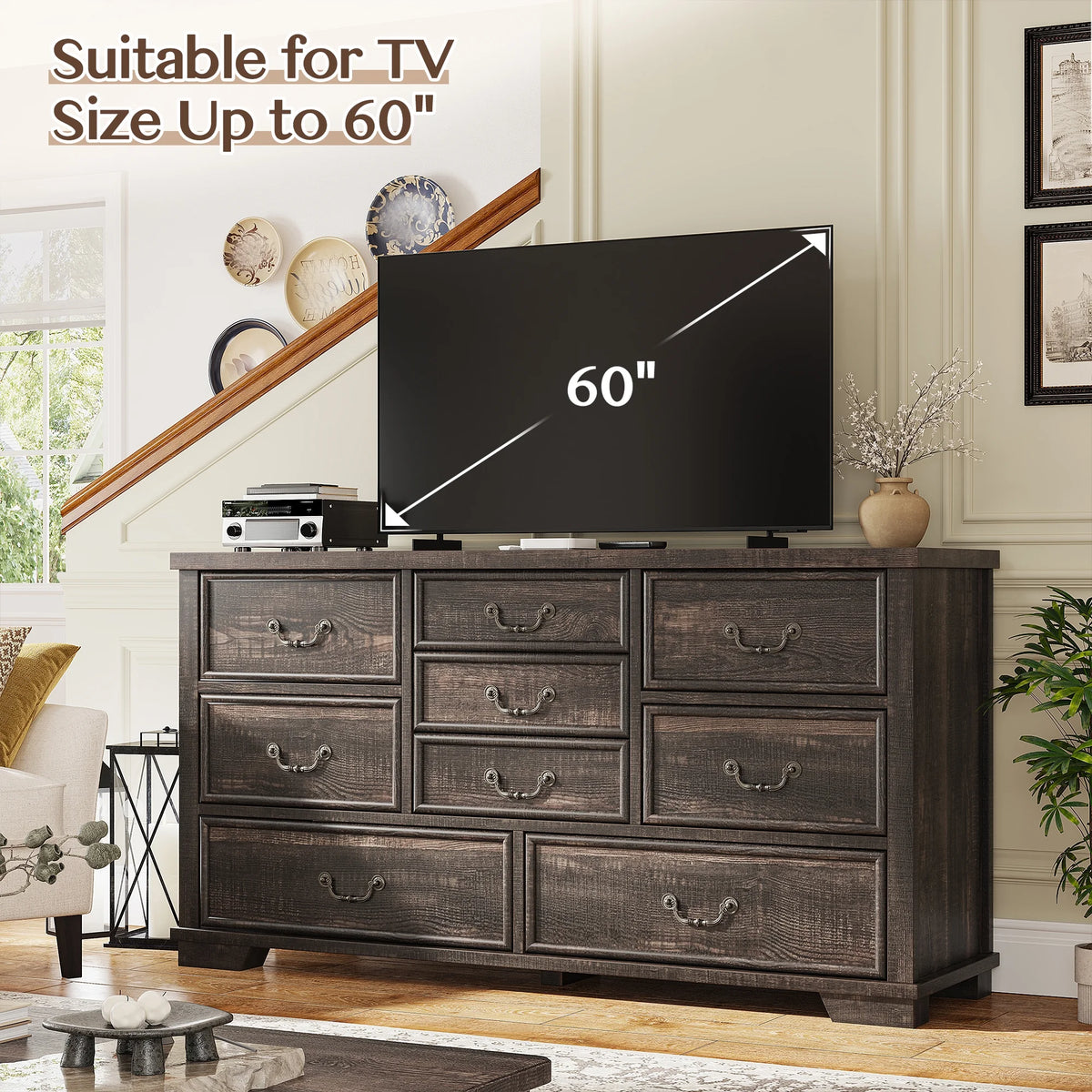 Enhomee Wood Dressers for Bedroom with 9 Drawers White Dresser Chest of Drawers for Living Room - Product image 26