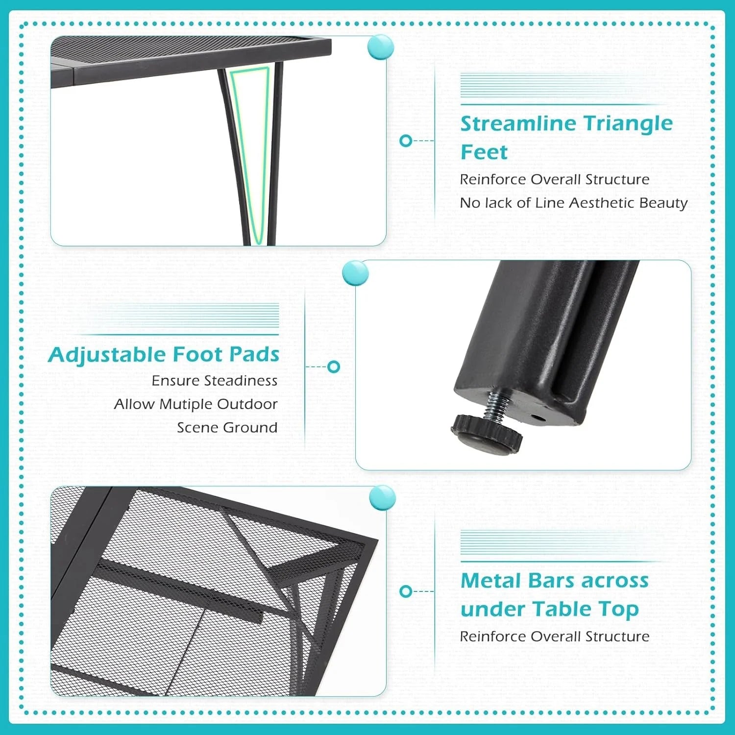 AECOJOY 3 Pieces Patio Dining Set, , Outdoor Furniture with 2 Rocking Patio Chairs and 1 Square Patio Metal - Product image 5