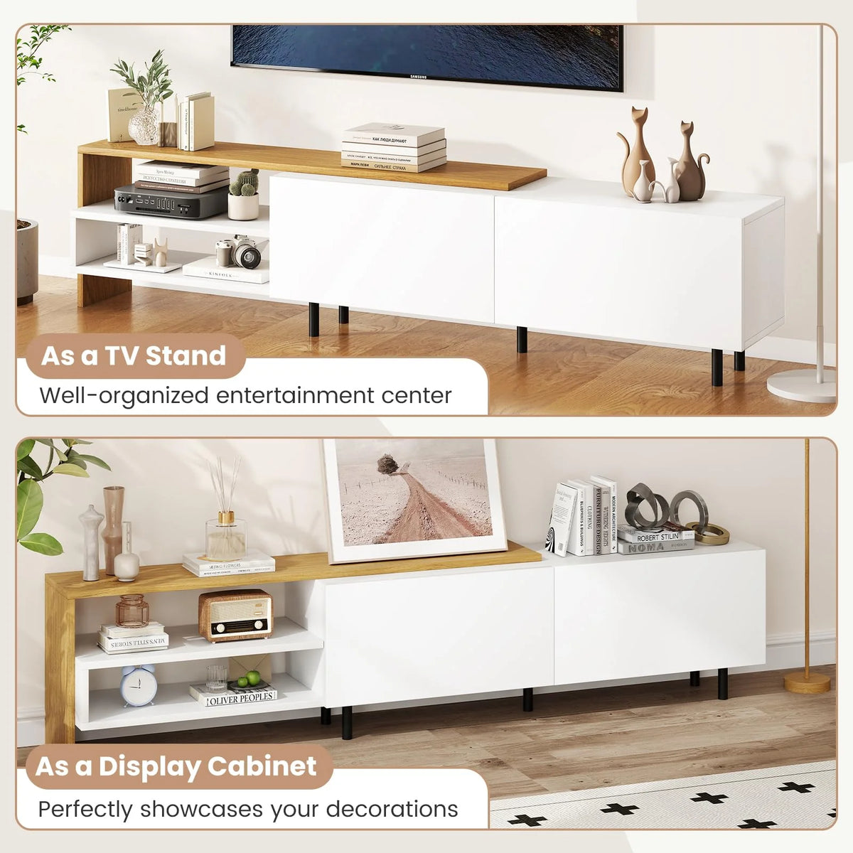 Tangkula Modern TV Stand for 80 Inches TVs with Storage Shelves and Cabinets - Product image 7