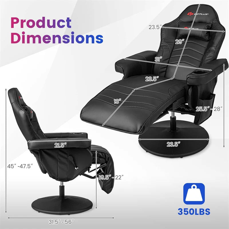 Ergonomic Gaming Recliner Chair with Massage, Retractable Footrest & Cup Holder - Product image 4