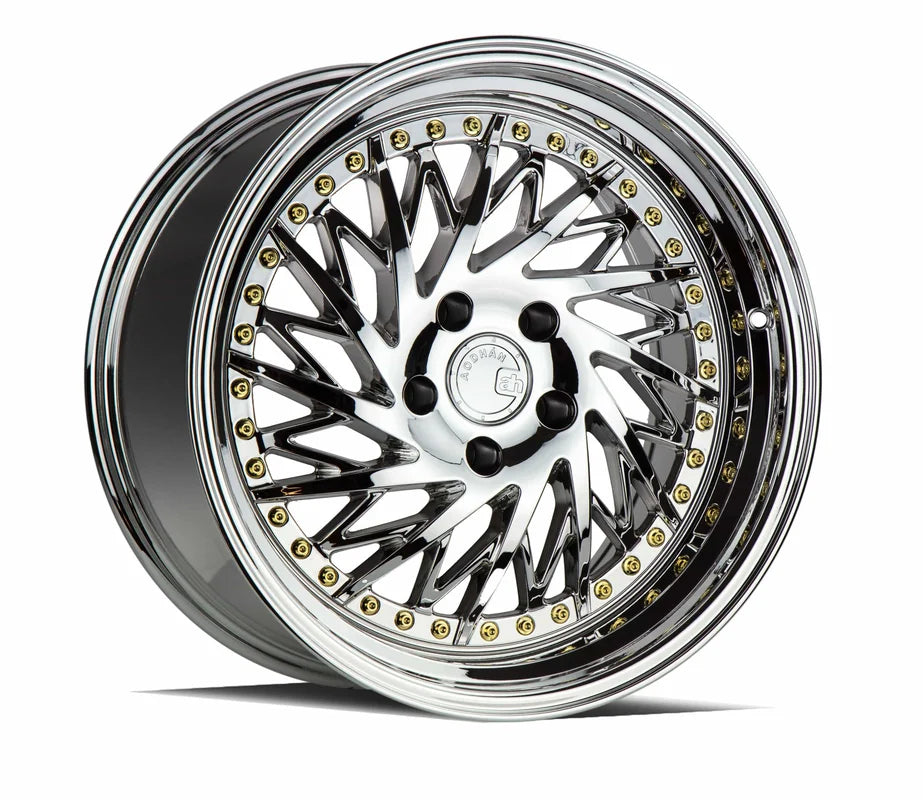 Aodhan DS03 (Drivers Side) 18" 5x114.3 Vacuum Chrome w/Gold Rivets