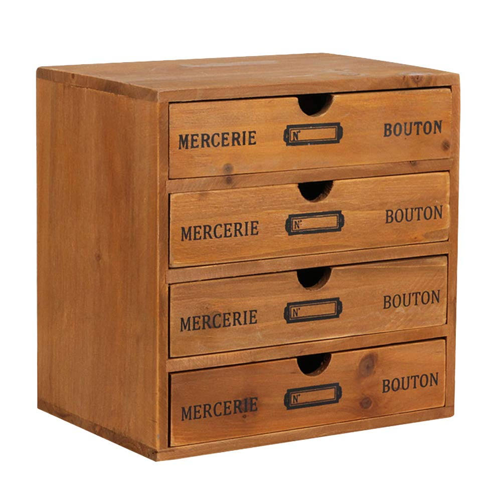 Willcome Wooden Storage Box with Drawers Portable Desktop Cabinet Organizer for Home Office Counter Craft - Product image 1
