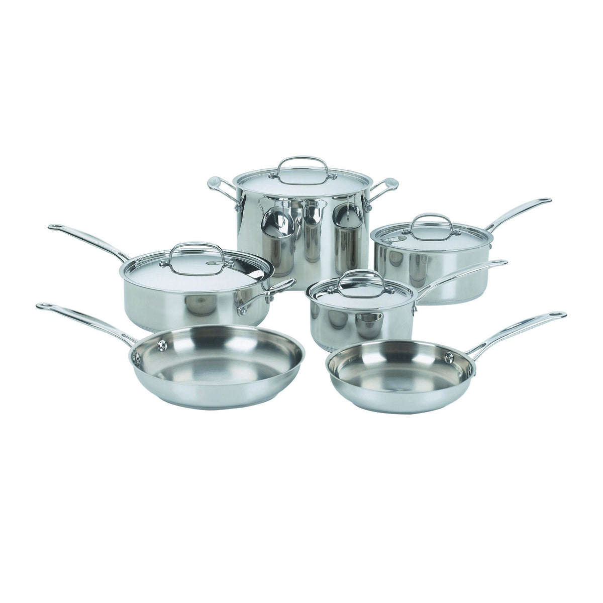 Cuisinart Chefs Classic Stainless 10-Piece Cookware Set, Silver - Product image 1