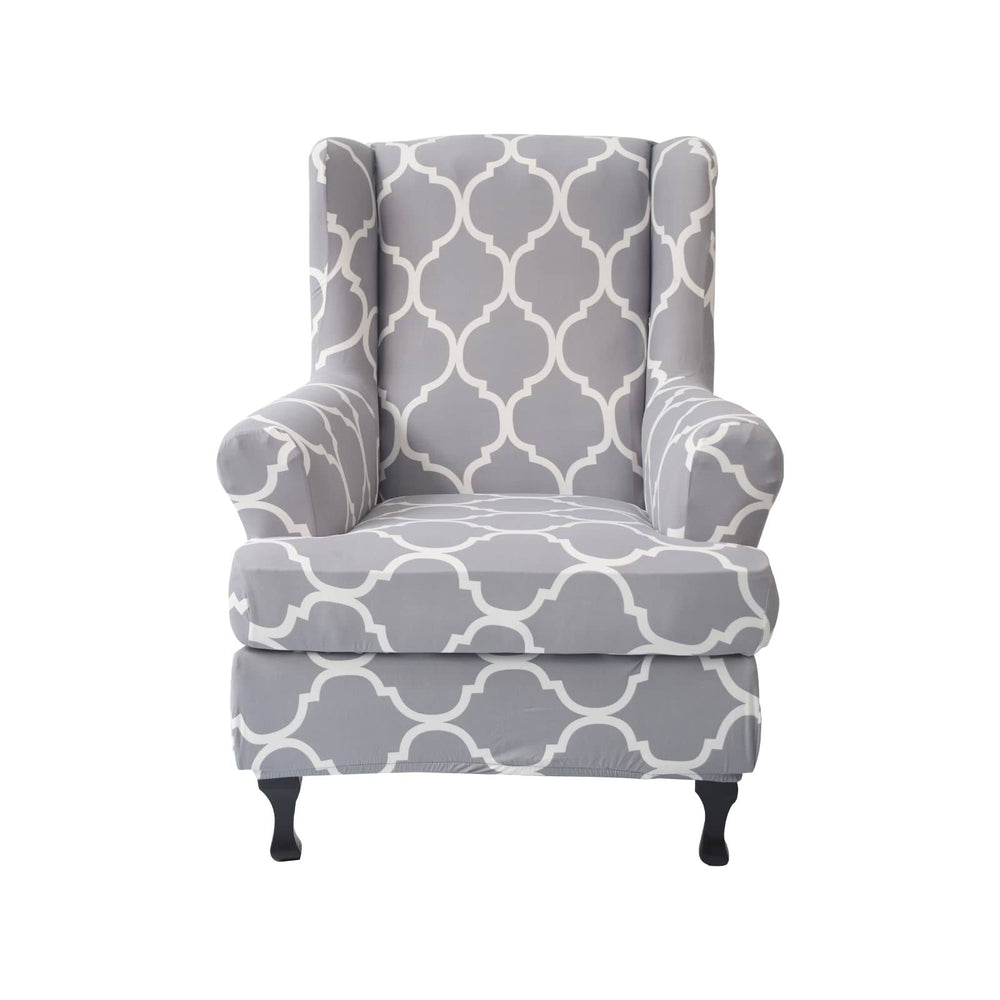 Wing Chair Slipcovers 2 Pieces Stretch Spandex Wingback Chair Covers Sofa Slipcover Printing Wingback Armchair Slipcovers Furniture Protector Couch