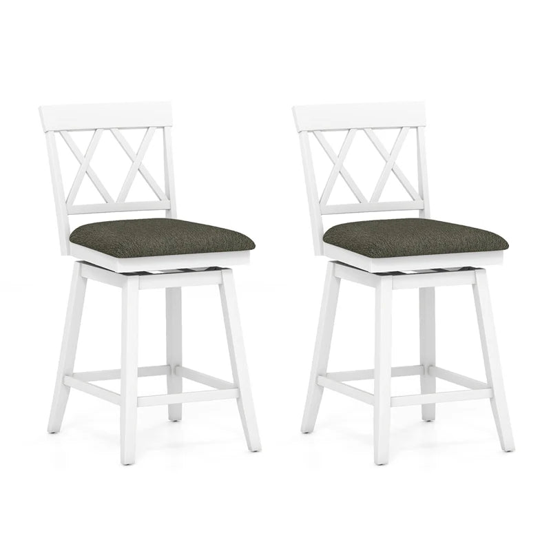 Swivel Bar Stools Set of 2, 24" Counter Height Chairs with Back, Padded Seat & Rubber Wood Frame - Product image 4