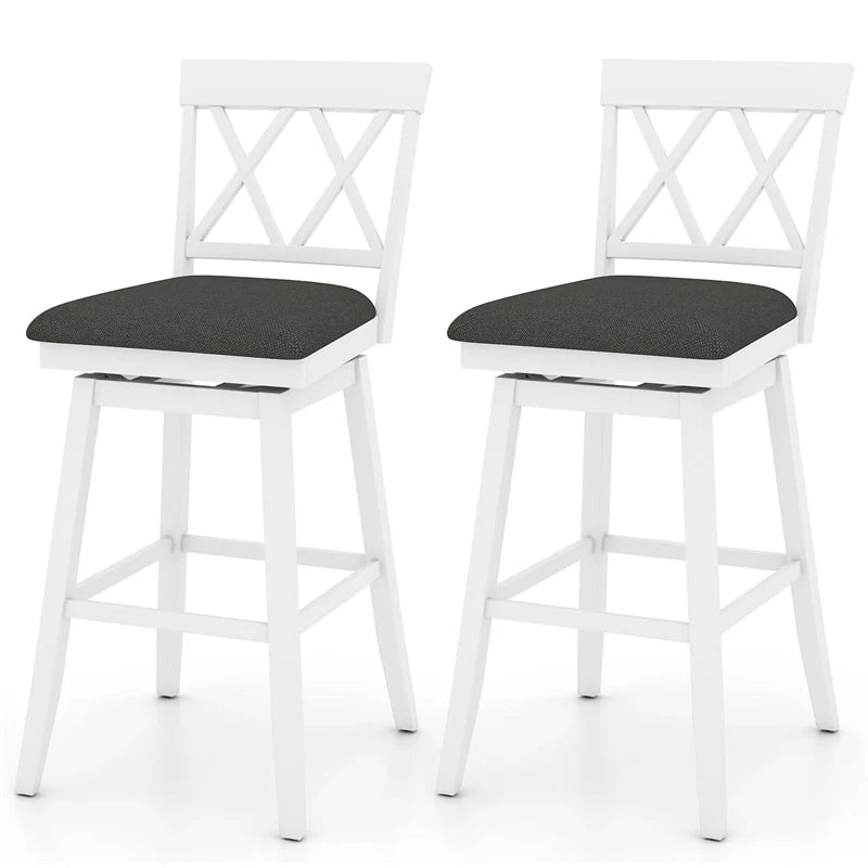 Swivel Bar Stools Set of 2, 29" Bar Height Chairs with Back, Padded Seat & Rubber Wood Frame - Product image 11