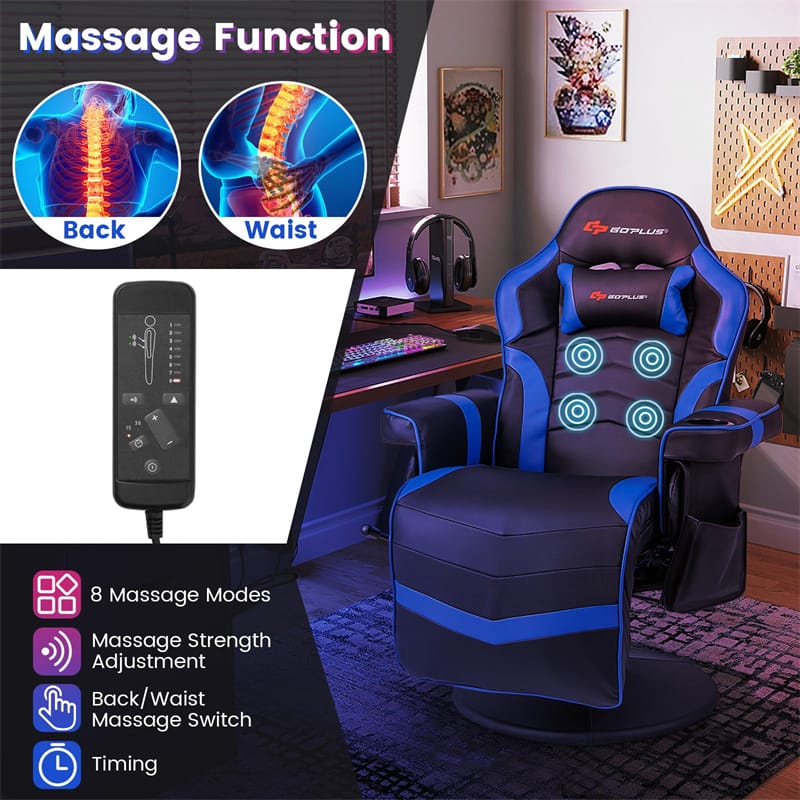 Ergonomic Gaming Recliner Chair with Massage, Retractable Footrest & Cup Holder - Product image 26