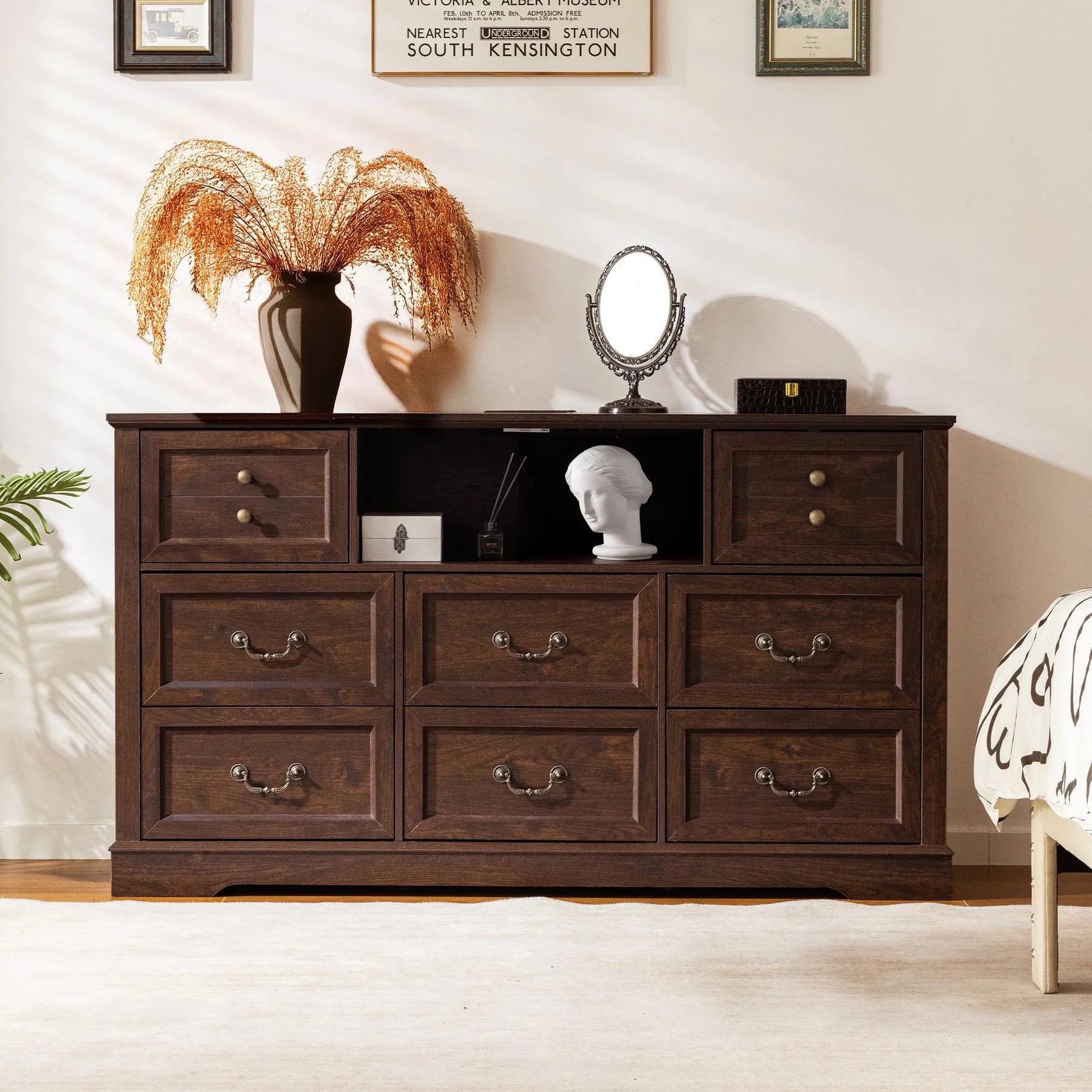 Enhomee Wood Dressers for Bedroom with 9 Drawers White Dresser Chest of Drawers for Living Room - Product image 16