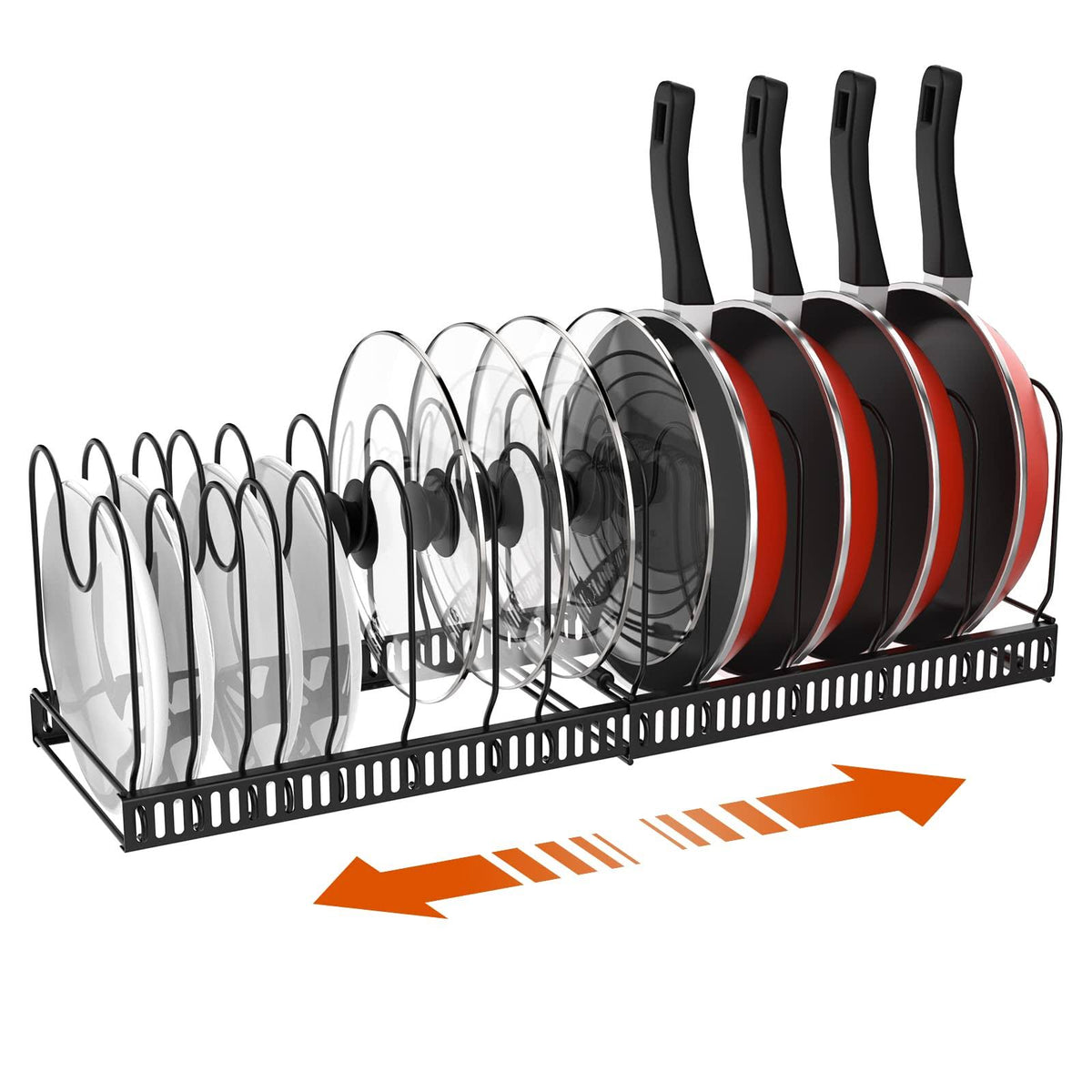 Housolution Pot and Pan Organizer Rack for Cabinet, Expandable Pot Lid Organizer Holder with 14 Adjustable - Product image 1