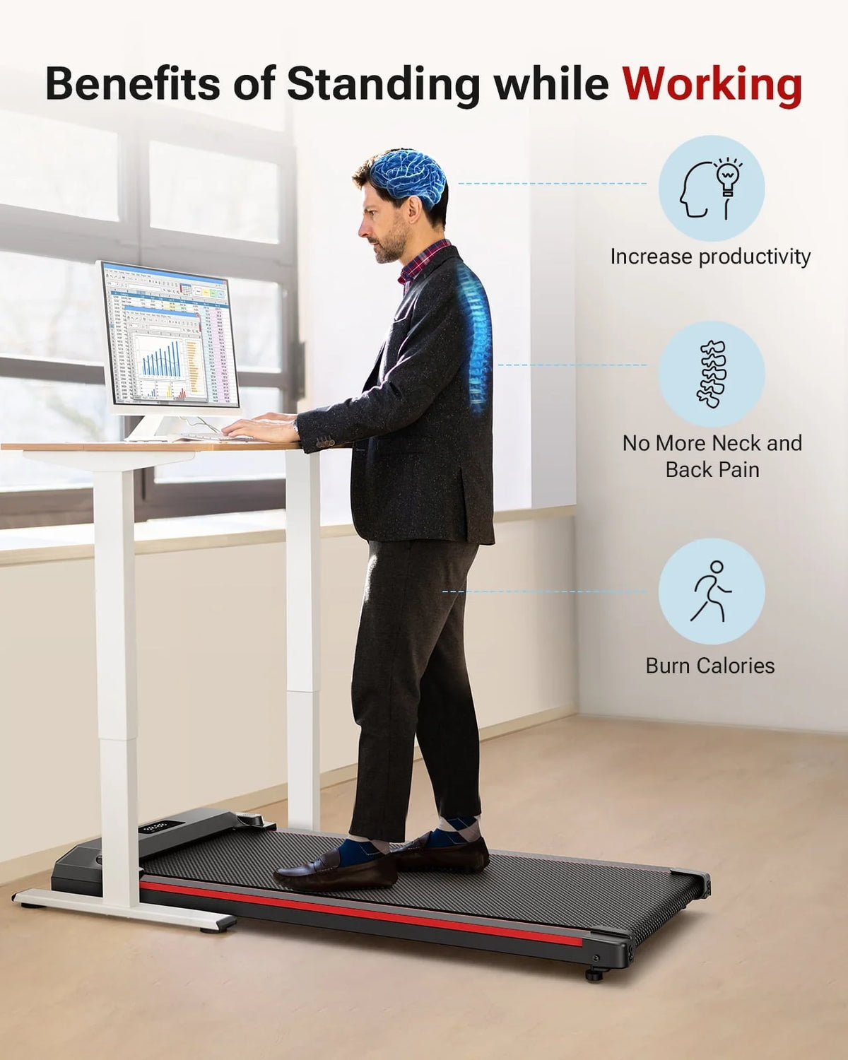 Walking Pad 2 in 1 Under Desk Treadmill with Remote Control Mini Portable Treadmill for Home Office - Product image 5