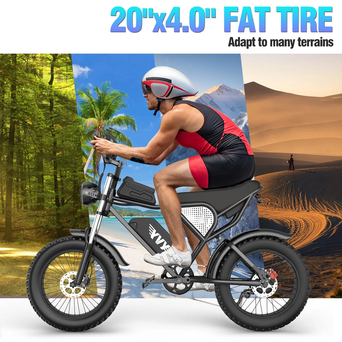 YVY 1500W Electric Bike for Adults, 33MPH 20'' Fat Tire Electric Motorcycle, 48V 20AH Removable Battery - Product image 13