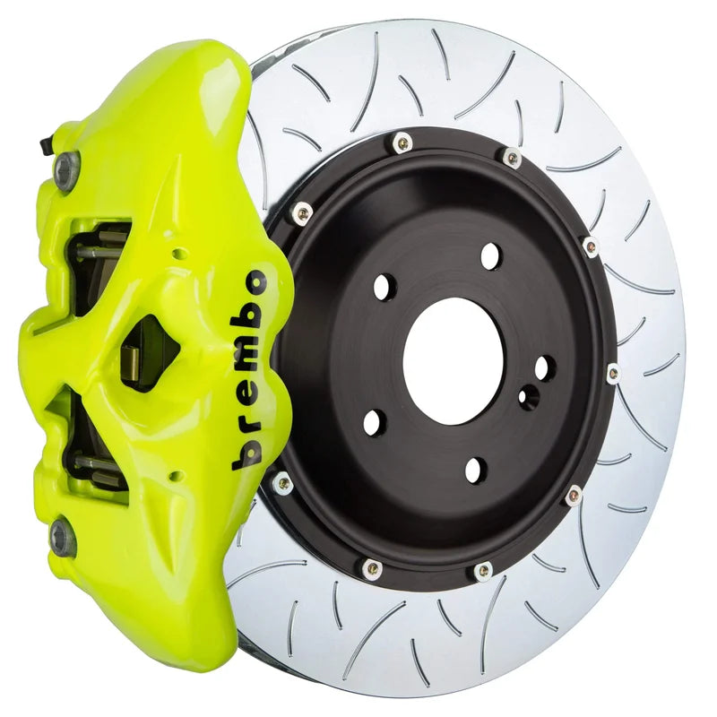 Brembo GT Systems 380x28 2-Piece 4 Piston Fluorescent Yellow Slotted Type-3 Rear