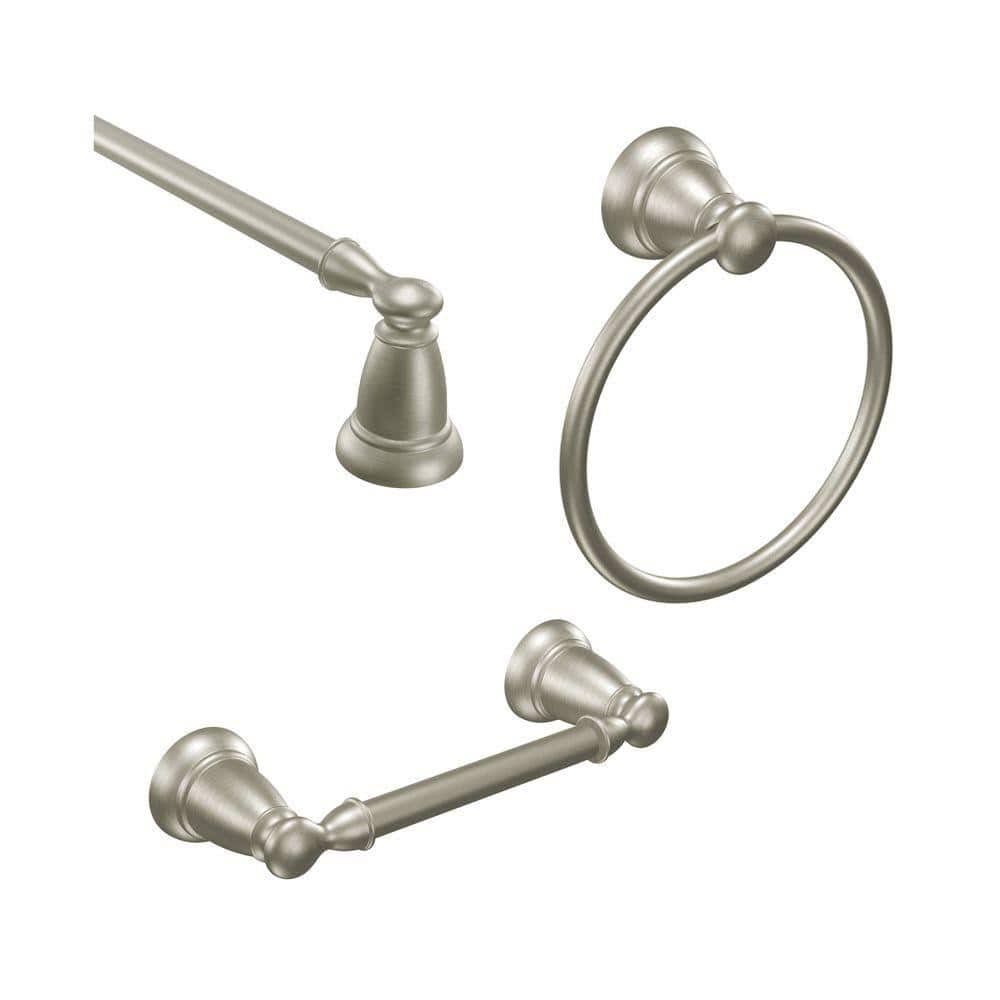 Moen Banbury 3-Piece Bath Hardware Set with 18 in. Towel Bar, Paper Holder, and Towel - Product image 1