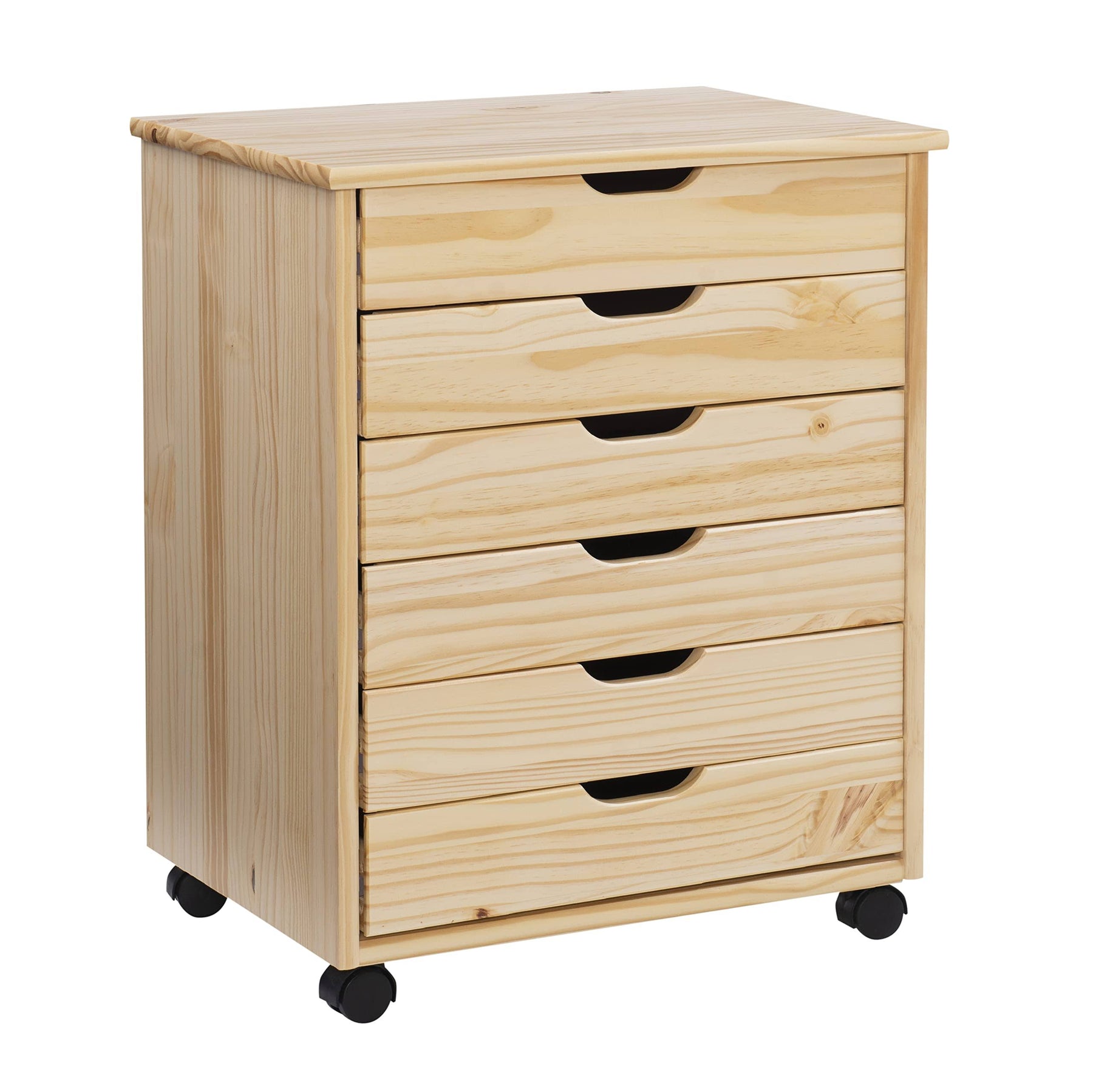 Linon Home Decor Products Corinne Six Drawer Wide, Natural Rolling Cart - Product image 1