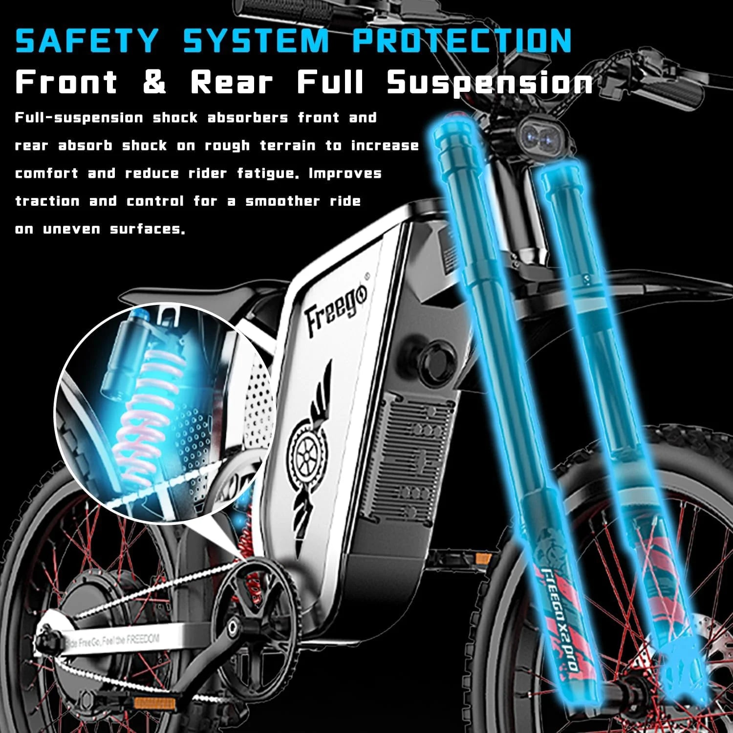 50MPH Freego X2pro Electric Motorcycle for Adults 6000W(Peak) Motor 60V 30ah Battery Electric Bicycle Full - Product image 3