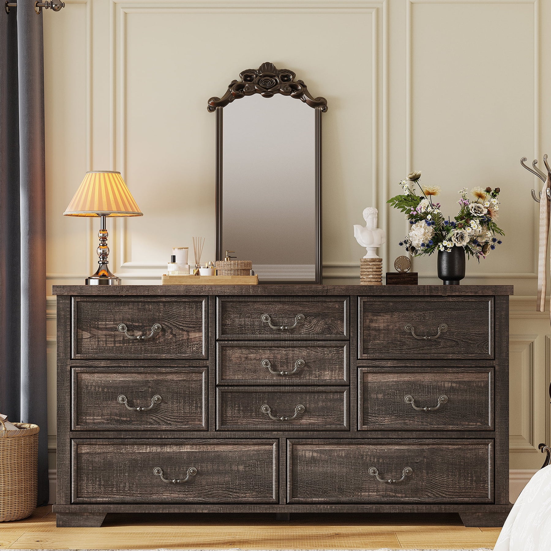 Enhomee Wood Dressers for Bedroom with 9 Drawers White Dresser Chest of Drawers for Living Room - Product image 28