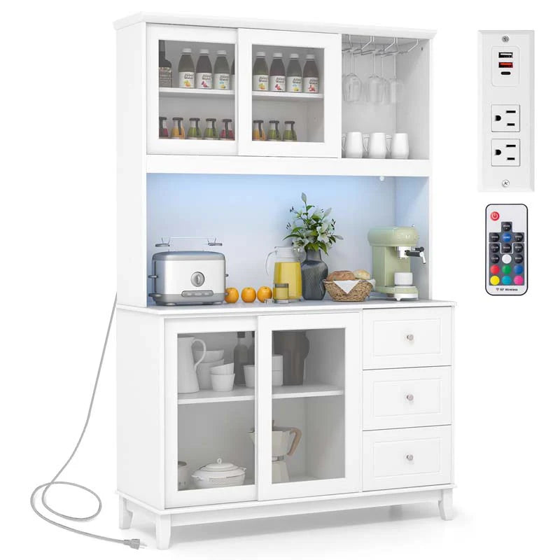 73" Kitchen Pantry Storage Cabinet with LED Lights & Power Outlet - Product image 10