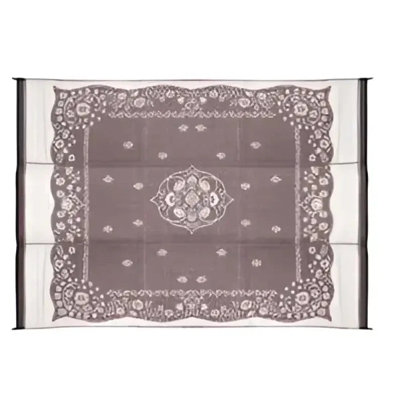 Camco Outdoor Mat 9' x 12' Charcoal Oriental 42853