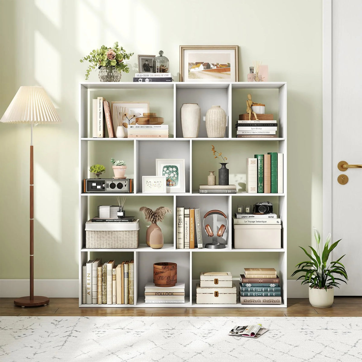 Tangkula 12 Cube 4-Tier Freestanding Storage Organizer Bookcase with Open Cubes