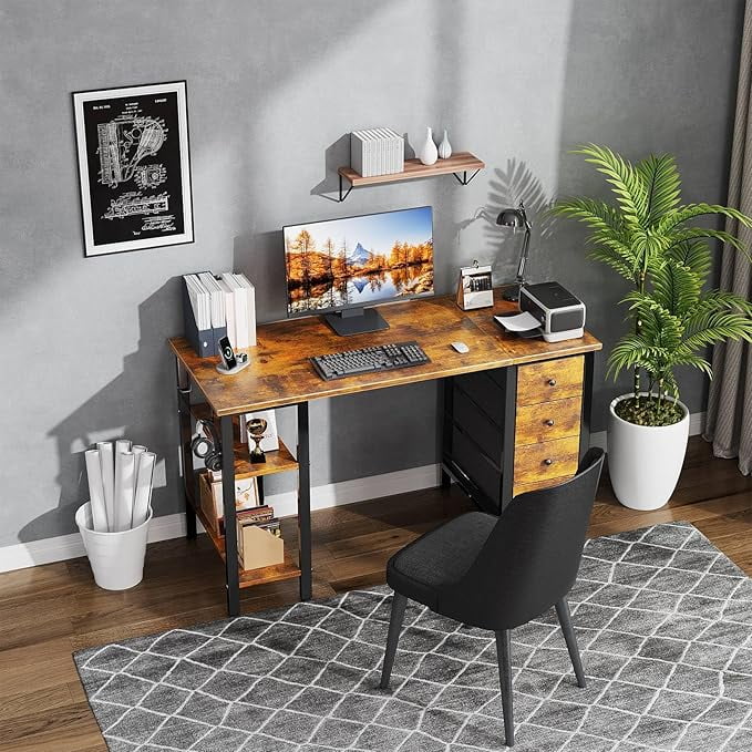 Lufeiya White Desk with Drawers & Storage Shelves, 47 in Study Work Writing Desk for Home Office Bedroom - Product image 19