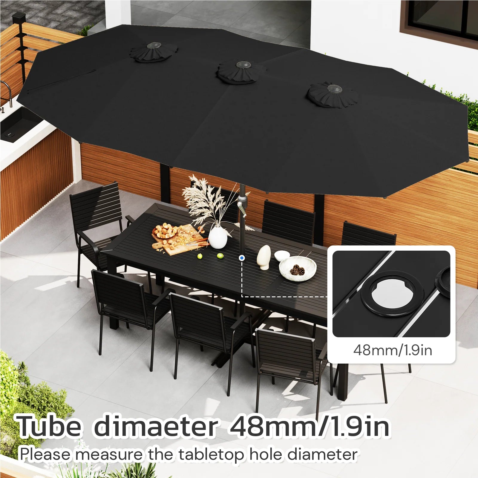 AECOJOY 15x9ft Double-Sided Patio Umbrella, Black - Product image 7