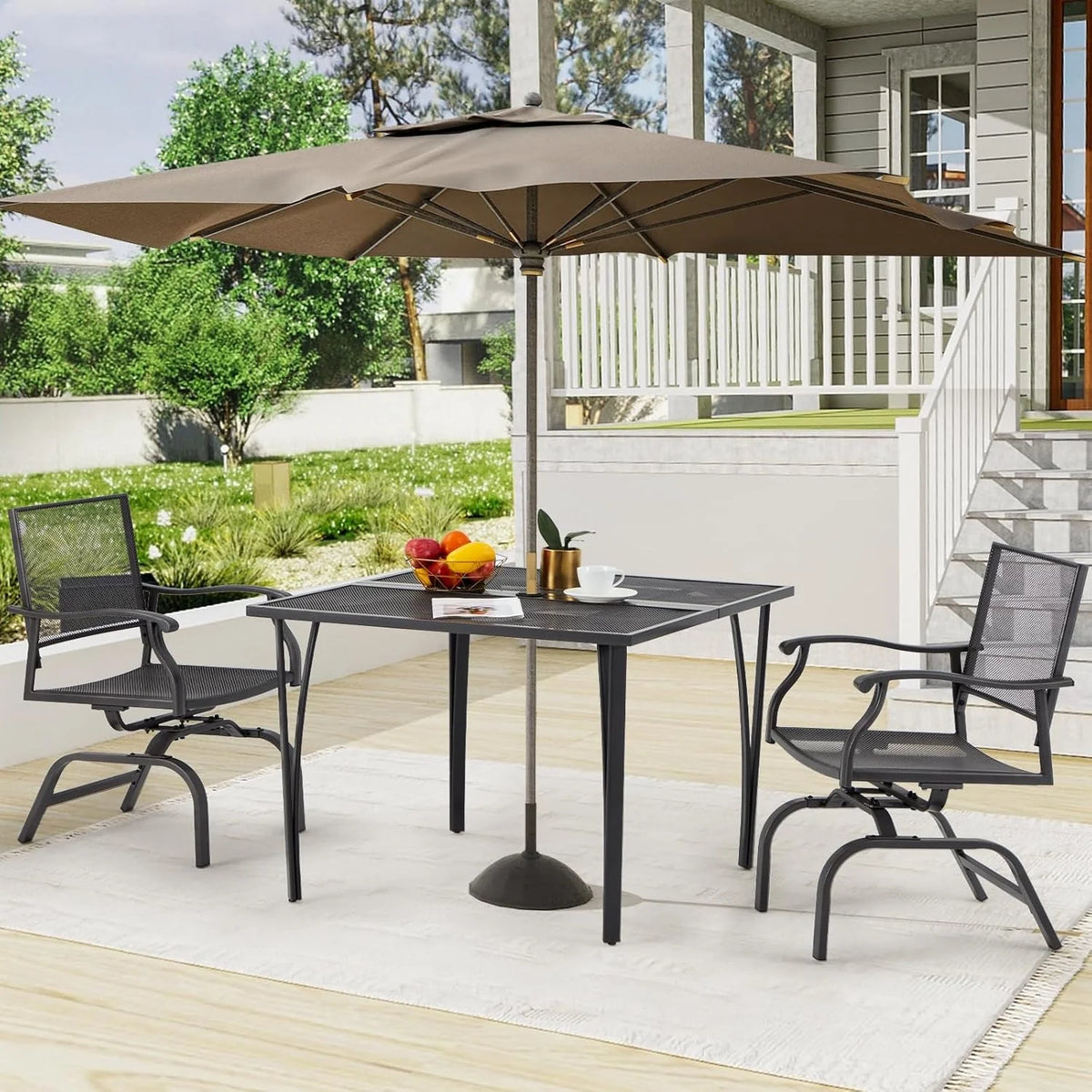 AECOJOY 3 Pieces Patio Dining Set, , Outdoor Furniture with 2 Rocking Patio Chairs and 1 Square Patio Metal - Product image 2