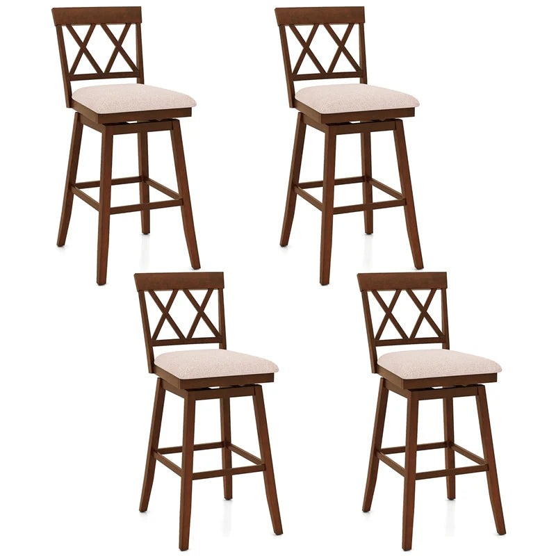 Swivel Bar Stools Set of 2, 29" Bar Height Chairs with Back, Padded Seat & Rubber Wood Frame - Product image 9