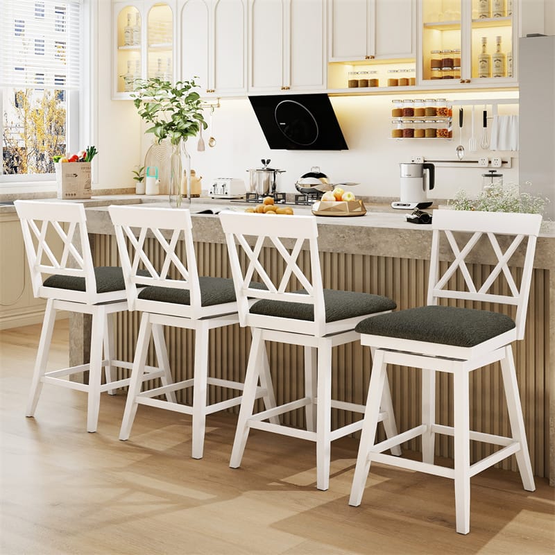 Swivel Bar Stools Set of 2, 24" Counter Height Chairs with Back, Padded Seat & Rubber Wood Frame - Product image 20