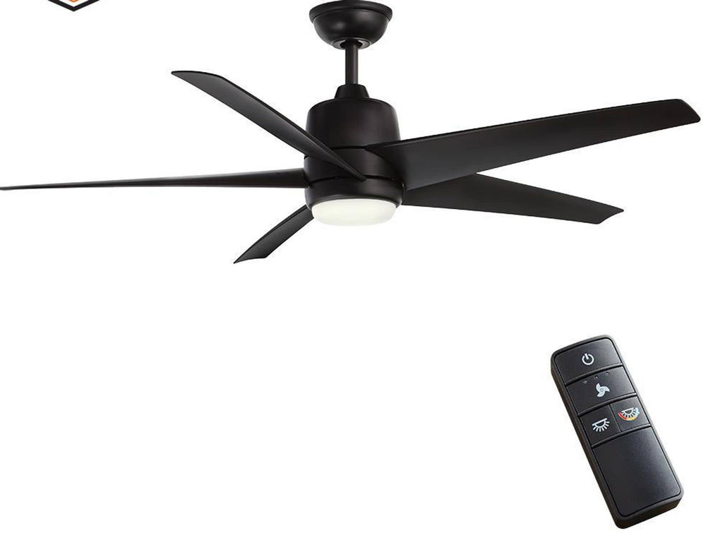 Hampton Bay 99919 Mena 54 in. White Color Changing Integrated LED Indoor/Outdoor Matte Black Ceiling Fan with Light Kit and Remote Control