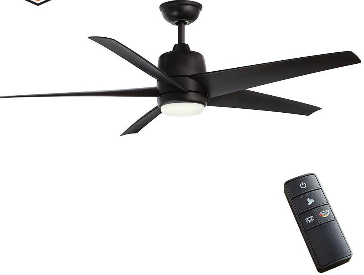 Hampton Bay 99919 Mena 54 in. White Color Changing Integrated LED Indoor/Outdoor Matte Black Ceiling Fan - Product image 1